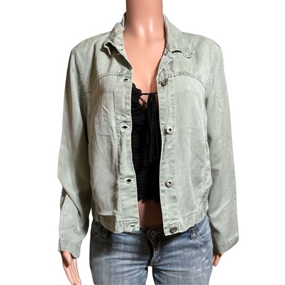 Pulp button front tencel denim short swamp jacket M - Picture 4 of 6